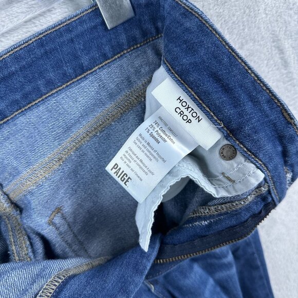 Paige Hoxton Crop Jeans Womens Size 26 Medium Wash Mid Rise Denim Stretch Blue - Picture 6 of 12